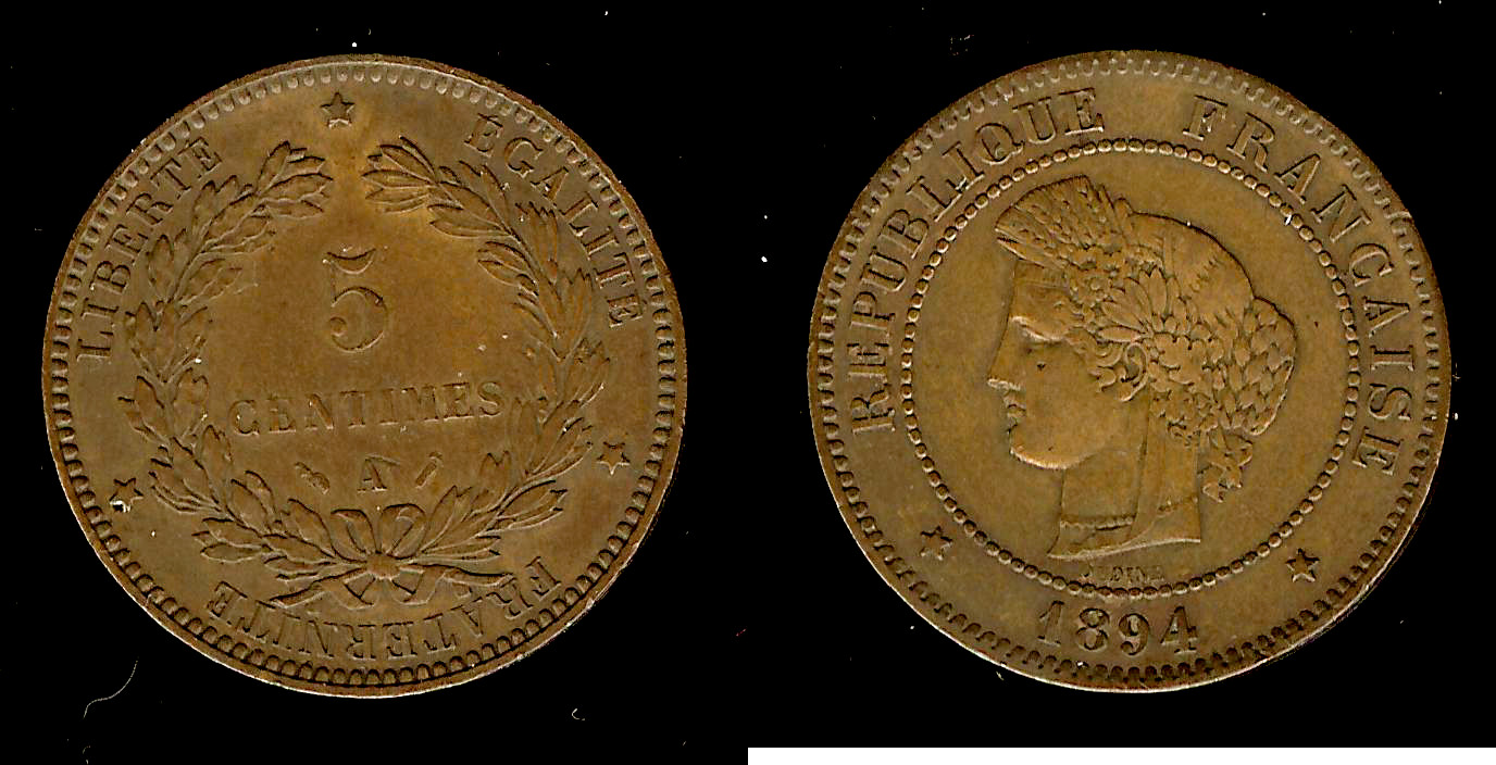 5 centimes Ceres 1894 EF